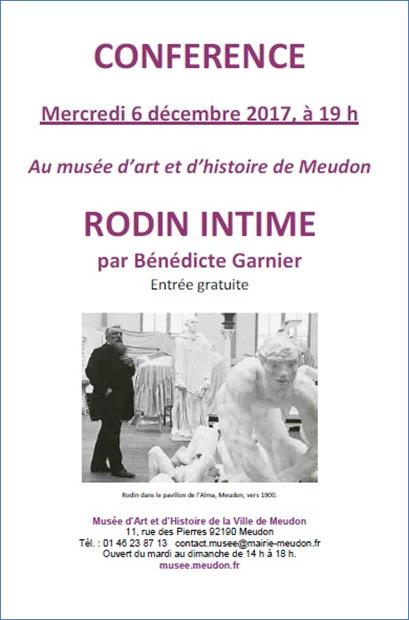 Conférence Rodin intime, 6 décembre 19h
